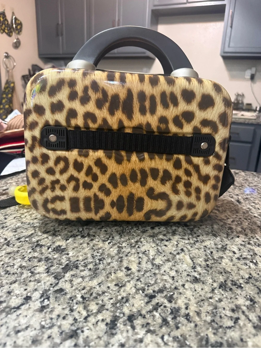Leopard Print Travel Vanity Bag - Brown